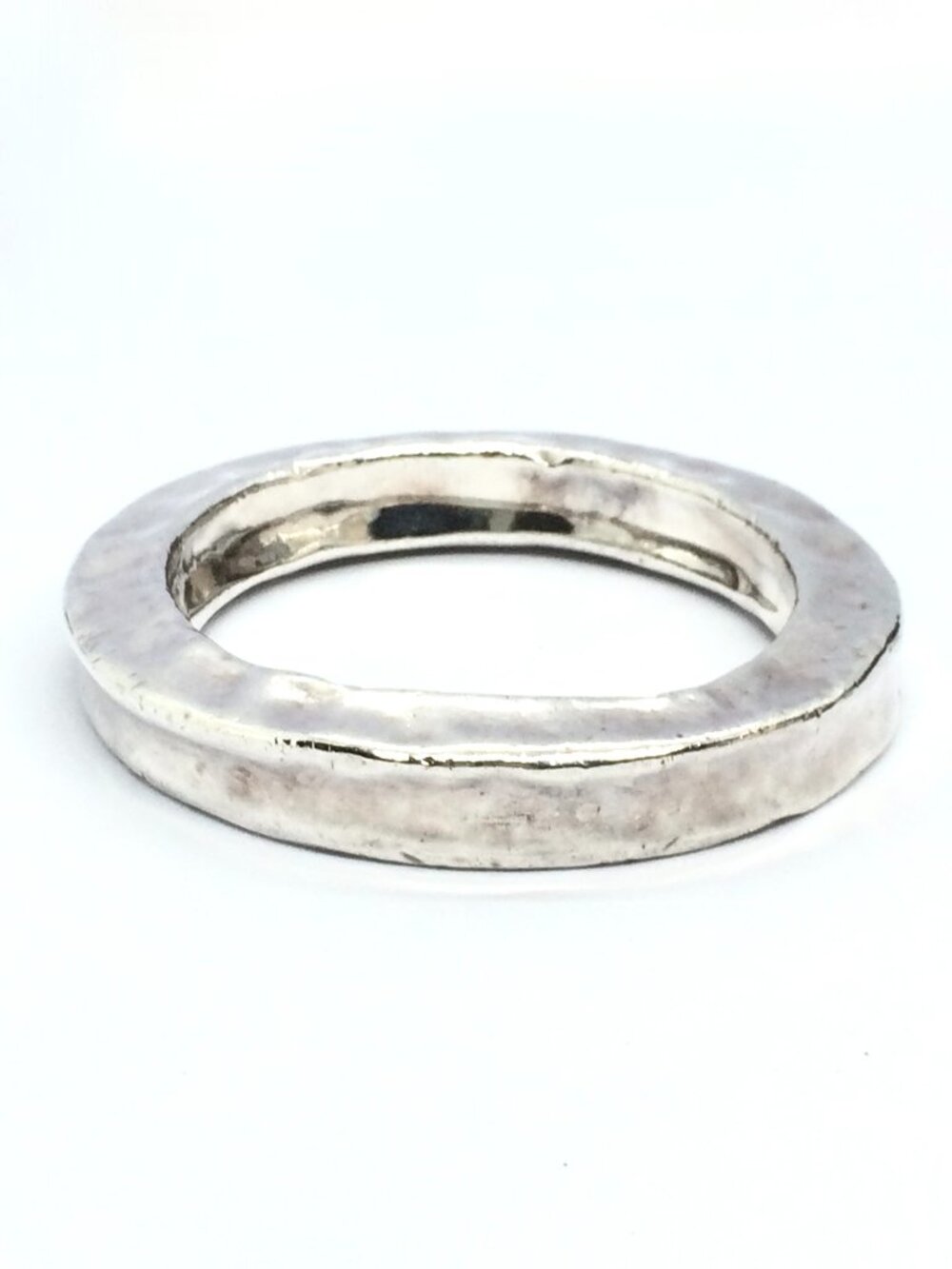 STERLING SILVER BANGLE Vintage 925 Hammered Texture Signed Boho 40.72g